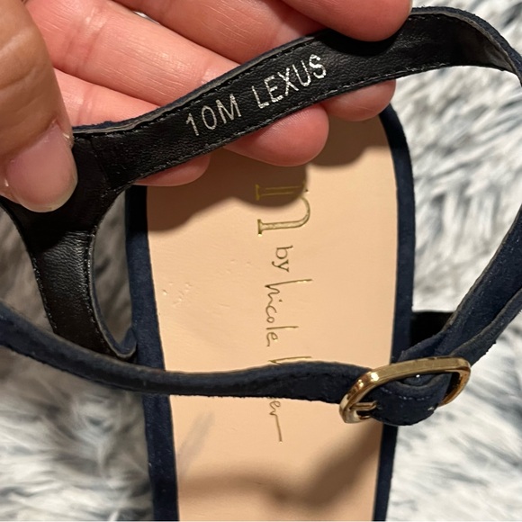 N by Nicole Miller Blue Lexus Jeweled Block Platform Heels - Size 10 - Picture 16 of 16